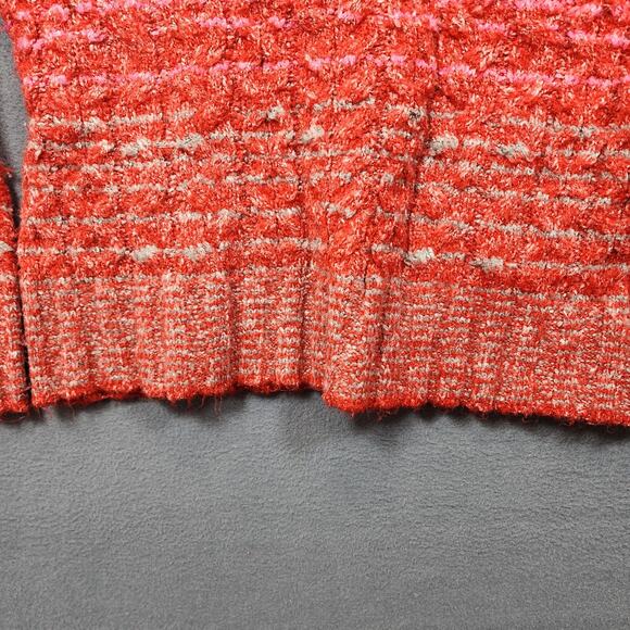 Boston Proper Womens Sweater Medium Pink Cable Knit Off Shoulder Stretch Classic - Picture 12 of 15